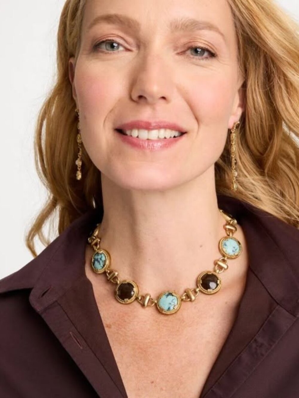 NWT CHICO'S Turquoise Tortoise Collection Toggle Necklace and matching earrings.